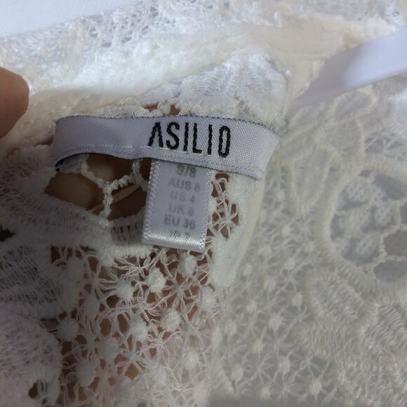 Asilio The Mind Fall Top White Lace Crop Topper Size 4 - Picture 7 of 11